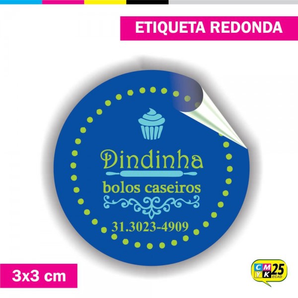 Detalhes do produto Etiqueta Redonda em Vinil - 3x3cm
