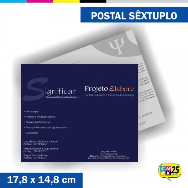 Detalhes do produto Postal Sêxtuplo - 4x1 Cores - Verniz Total Frente