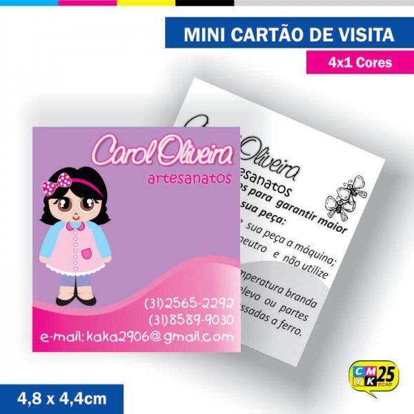 Detalhes do produto Mini Cartão de Visita - 4x1 cores - 4,8x4,4cm