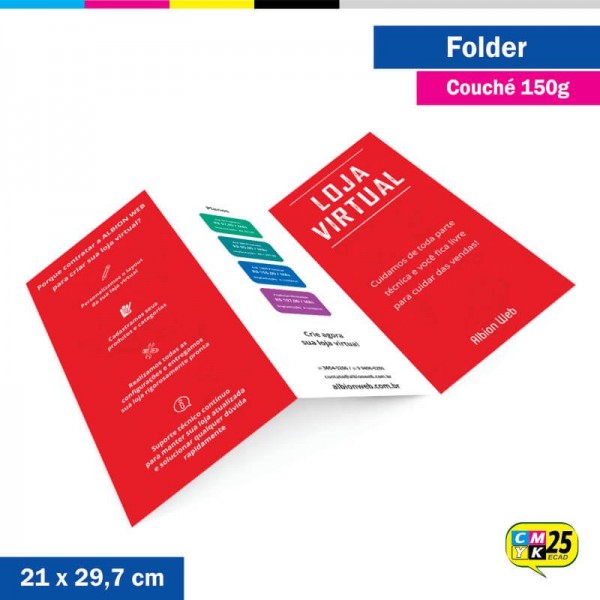 Detalhes do produto Folder A4 - Couché 150g - 4x4 Cores - 1.000 Unid.