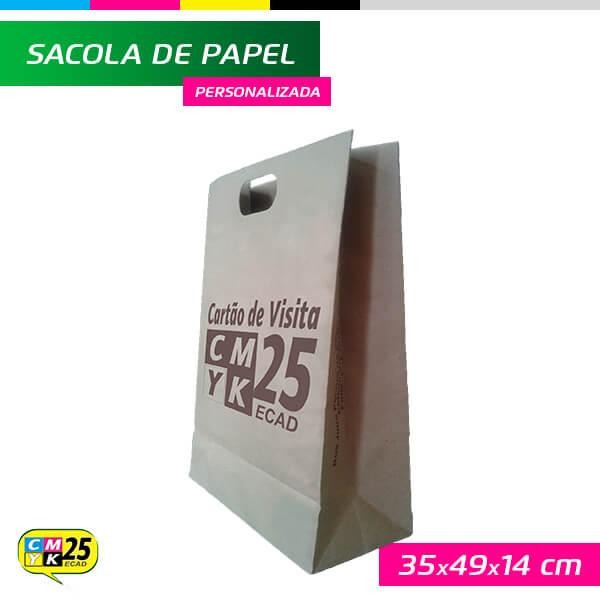 Detalhes do produto Sacola de Papel Kraft Personalizada - 35x49x14cm - 1.000 Unid.