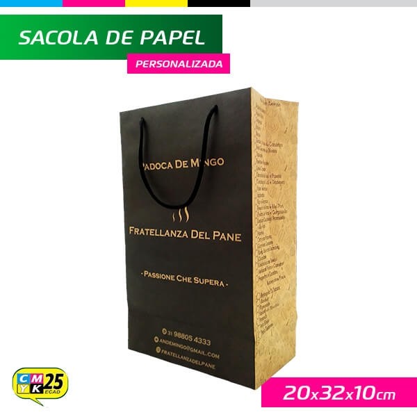 Detalhes do produto Sacola de Papel Kraft Personalizada - 20x32x10cm
