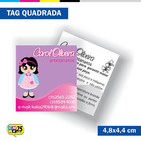 Tag 4x1 - Quadrada - 2000 Unid. - 4,8x4,4cm + Furo 5mm