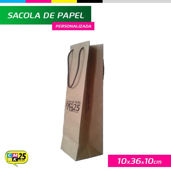 Sacola para Garrafa - Papel Kraft 125g - 10x36x10cm - 3 Cores Pantone