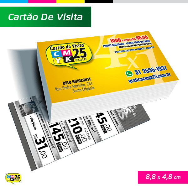 Cartão de Visita - 4x1 - 1000 Unid. + Arte Final